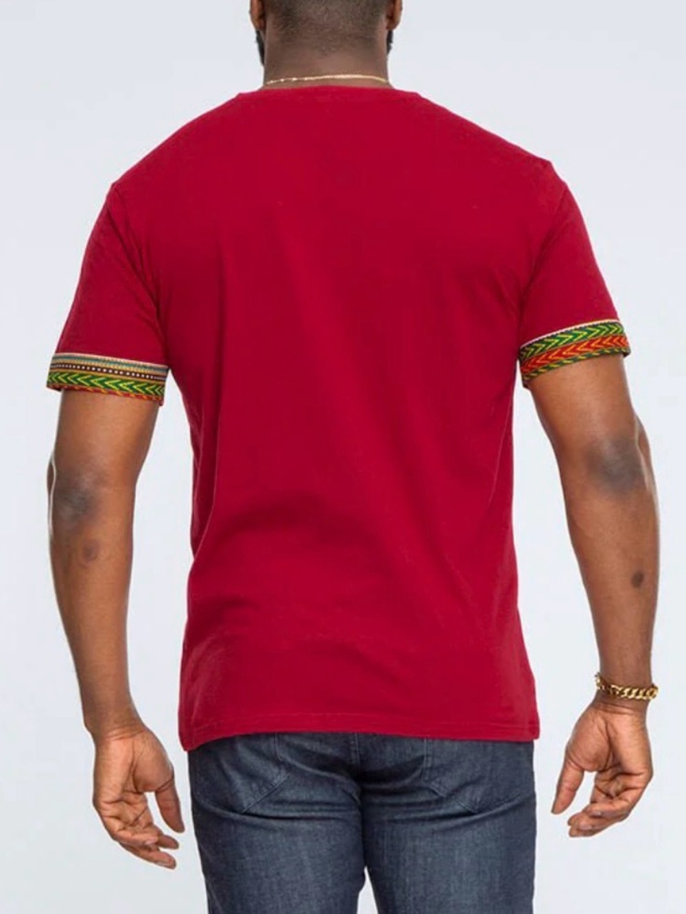 D’lyanu African Printed T-Shirt Maroon Medium Nwt In Package — image 3 of 8